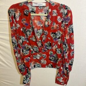 EUC IRO red floral 100% silk top.